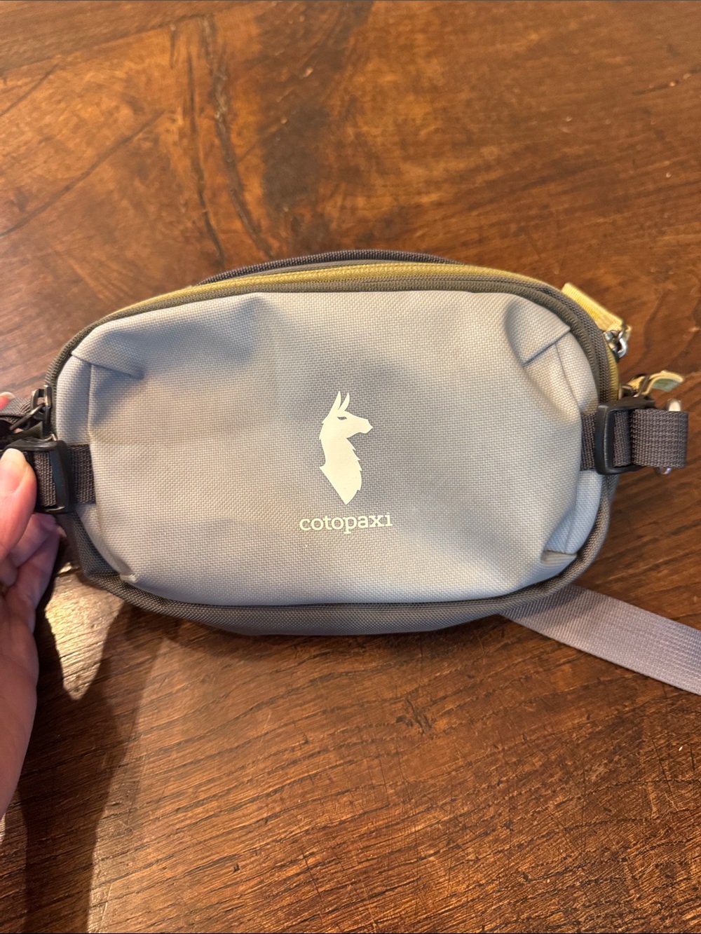 cotopaxi Gray Sling Belt Bag with Yellow Logo Accent